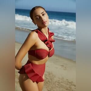 ANDREA IYAMAH Kiara Two Tone Ruffle Bikini Swim Underwire Top